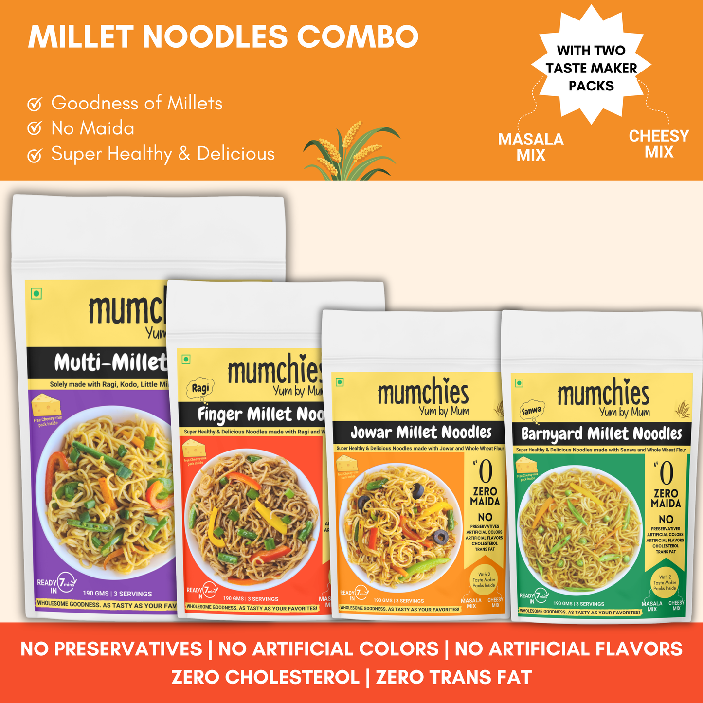 Millet Noodles Combo - 190g x 4 Packs
