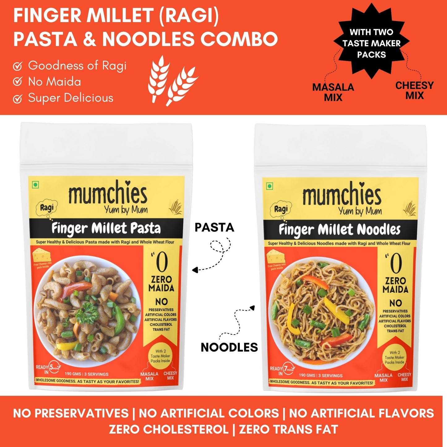 FINGER MILLET (RAGI) PASTA & NOODLES COMBO