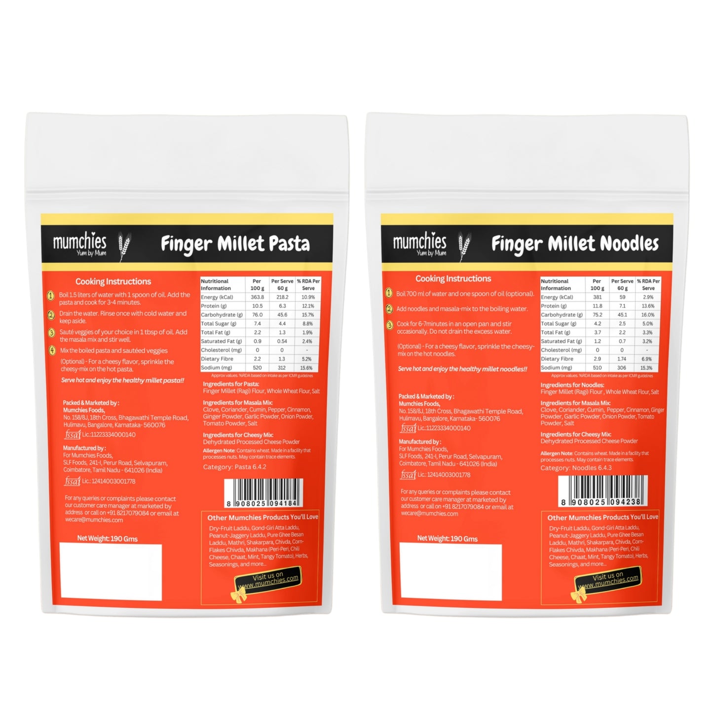 FINGER MILLET (RAGI)  PASTA & NOODLES COMBO